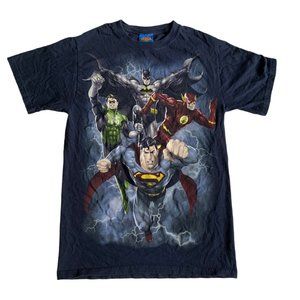 DC Comics Retro Justice League Blue Tee Shirt
